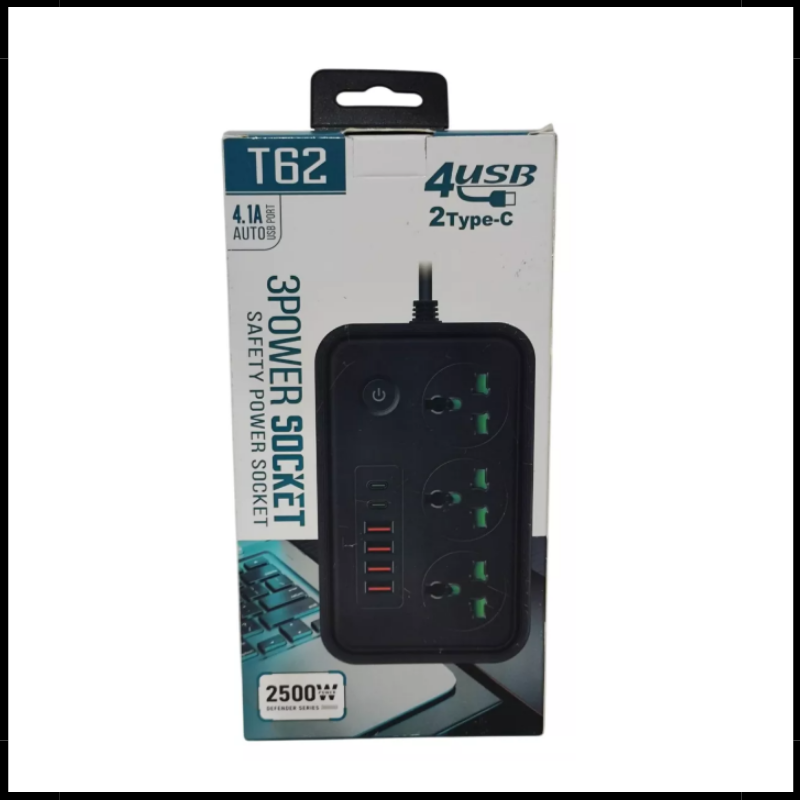 Multitoma  3 Enchufes con Puertos USB