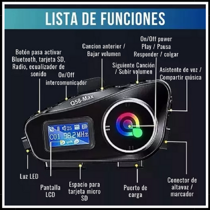 Intercomunicador Q58-max Bluetooth Casco